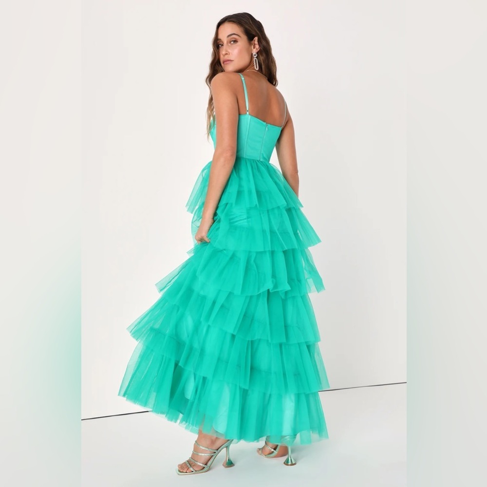 Elegant Teal Tiered Maxi Dress - Picture 4 of 8